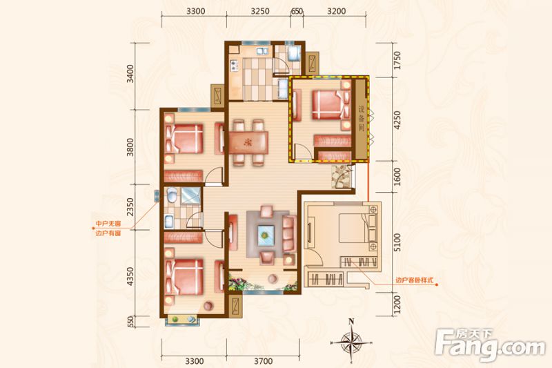 包頭裝修方案包頭富力城二期124.39㎡