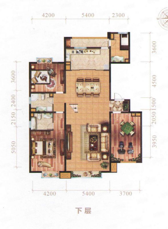 包頭裝修方案松石國際城27#樓370㎡戶型